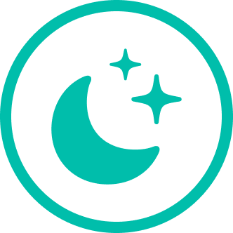 Group 2 A green and white icon with a crescent moon and stars.